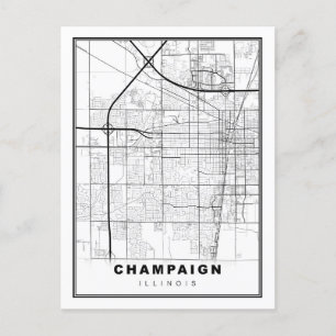 Urbana-Champaign Map Postcard