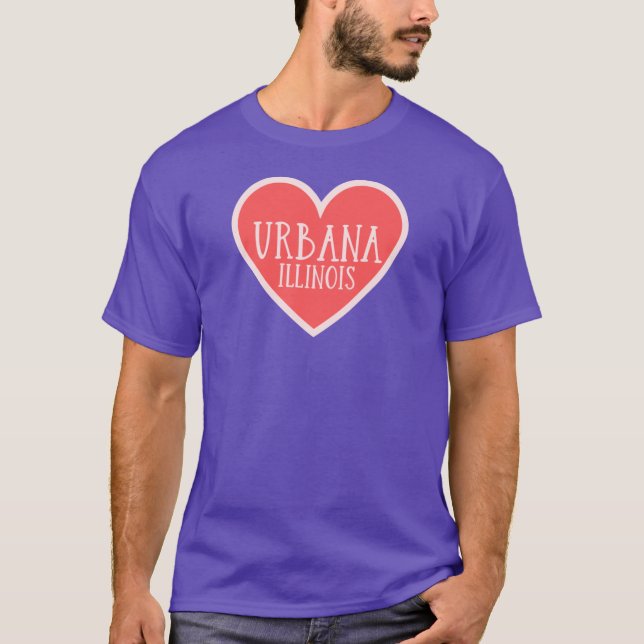 Urbana Illinois Cute Heart T-Shirt (Front)