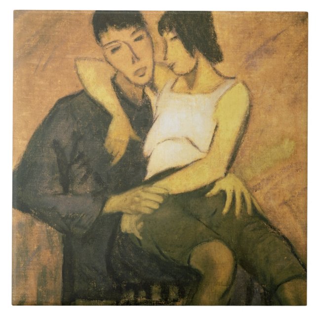 Urbanite Couple, 1920 (oil on canvas) Ceramic Tile (Front)