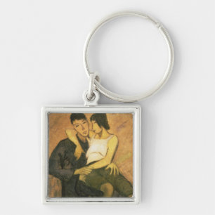 Urbanite Couple, 1920 (oil on canvas) Key Ring