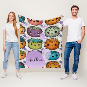 Urchin with Stars Print Fleece Blanket