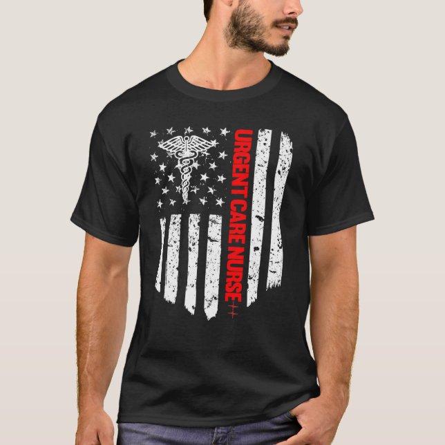 Urgent Care Nurse American Flag Rn Registered Nurs T-Shirt (Front)