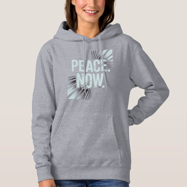 Urgent "PEACE. NOW." Graphic T-Shirt Hoodie (Front)