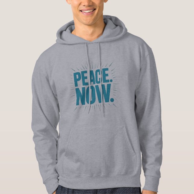 Urgent "PEACE. NOW." Graphic T-Shirt Hoodie (Front)