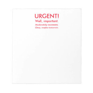 Urgent To-Do Notepad, Funny Notepad in Red