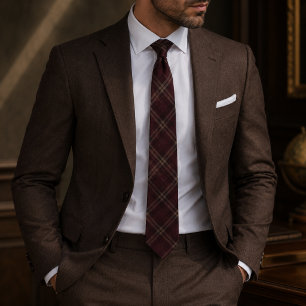 urgundy Windowpane Plaid Tie