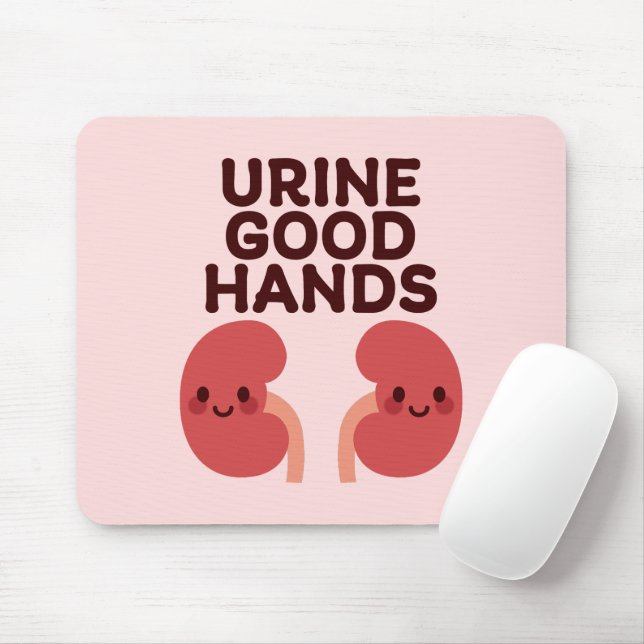 Urine Good Hands – Cute Smiling Kidney Design Mouse Pad (With Mouse)