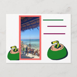 Urlaub Meer und Kokosnuss Trink Postcard