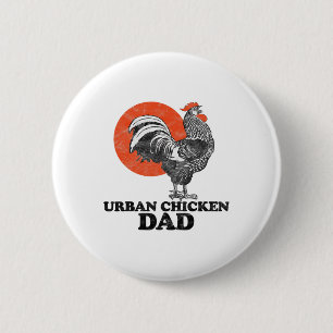 Urn Chicken Dad Crowing Rooster And Sun Vintage Gr 6 Cm Round Badge