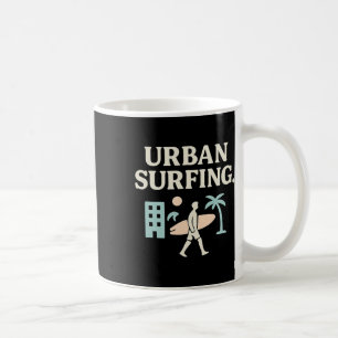 Urn Surfing Retro Block Art Streetwear Graphic Des Coffee Mug