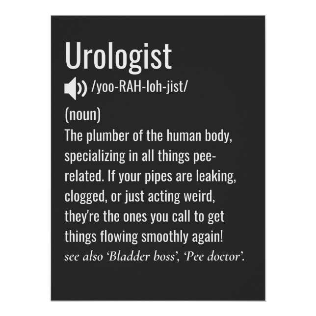 urologist definition funny urology poster (Front)