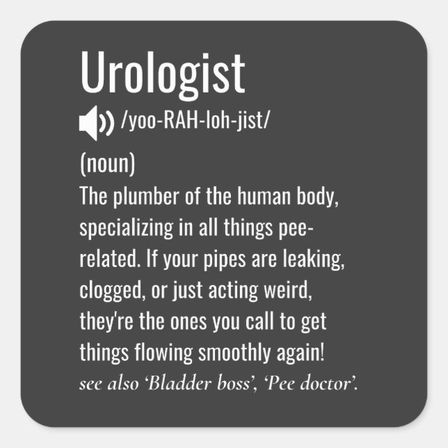 urologist definition funny urology square sticker (Front)