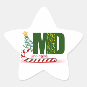 Urologist MERRY CHRISTMAS DOCTOR PHYSICIAN Star Sticker