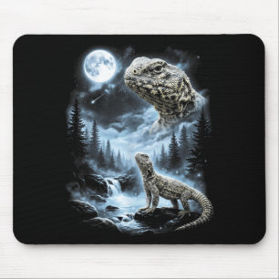Uromastyx Howling At Moon 90s Retro Lizard Mouse Pad