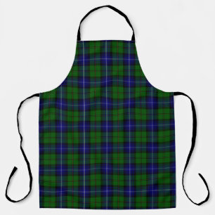 Urquhart tartan blue green plaid apron