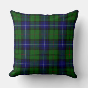Urquhart tartan blue green plaid cushion