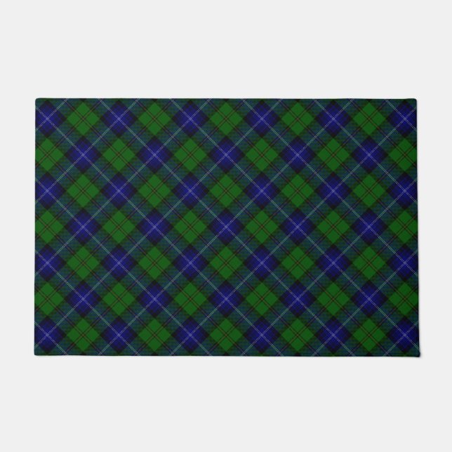 Urquhart tartan blue green plaid doormat (Front)