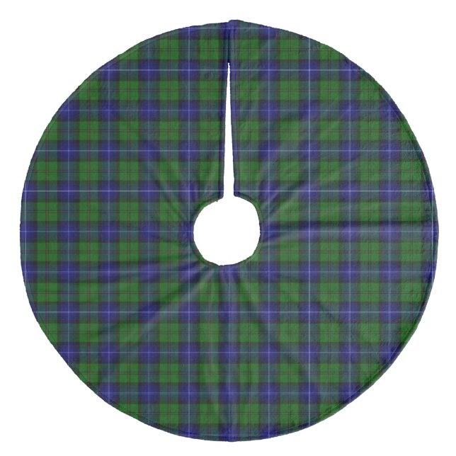 Urquhart tartan blue green plaid fleece tree skirt (Front)