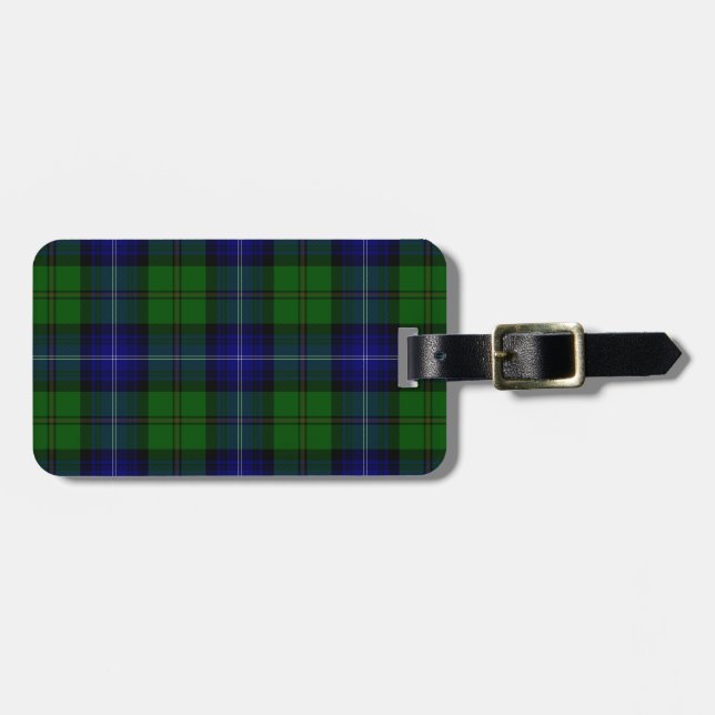 Urquhart tartan blue green plaid luggage tag (Front Horizontal)