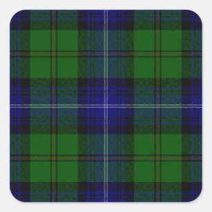 Urquhart tartan blue green plaid square sticker