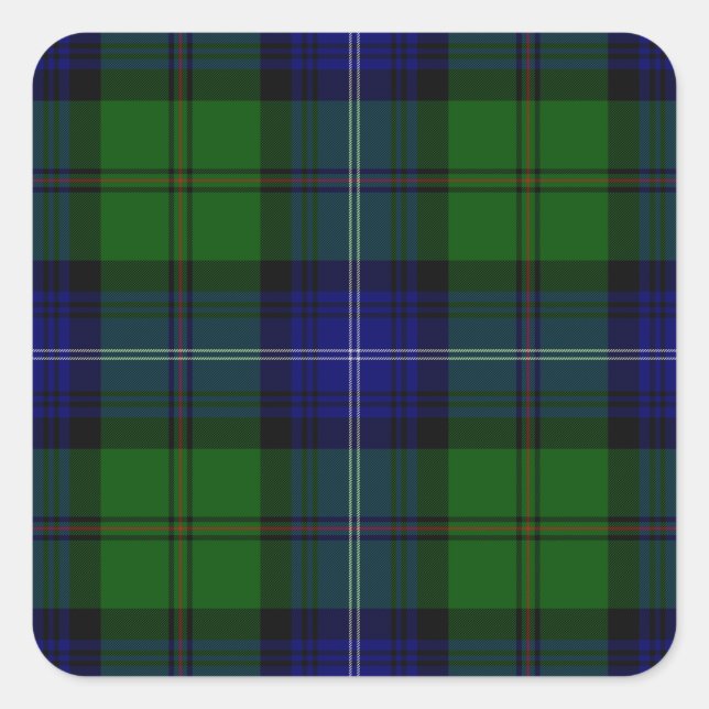 Urquhart tartan blue green plaid square sticker (Front)