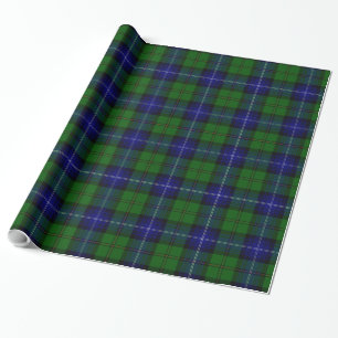 Urquhart tartan blue green plaid wrapping paper