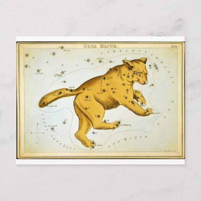 Ursa Major Astronomical Chart by Sidney Hall Postcard (Front)