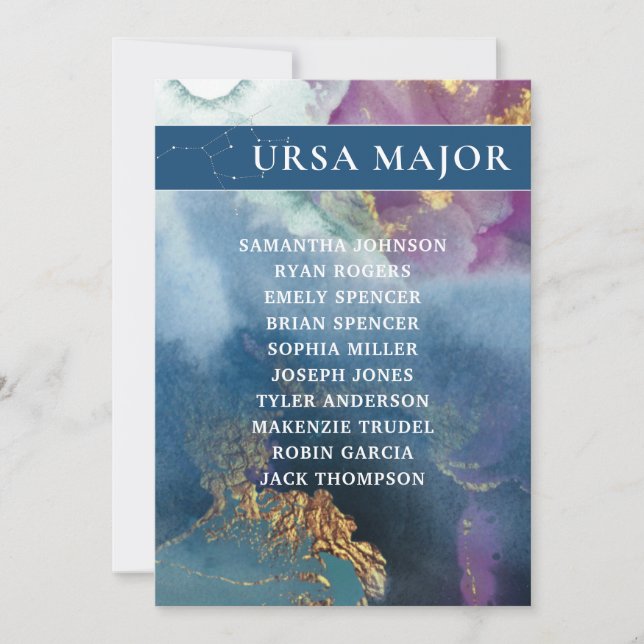 Ursa Major Table Number Celestial Seating Chart (Front)