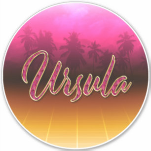 Ursula First name name golden pink sticker