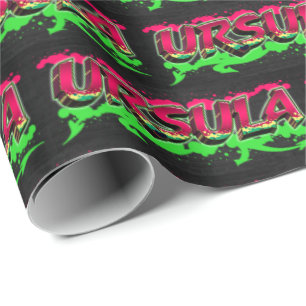 Ursula First name name Graffiti red green Wrapping Paper