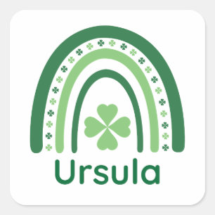 Ursula Name Clover Boho Rainbow Square Sticker