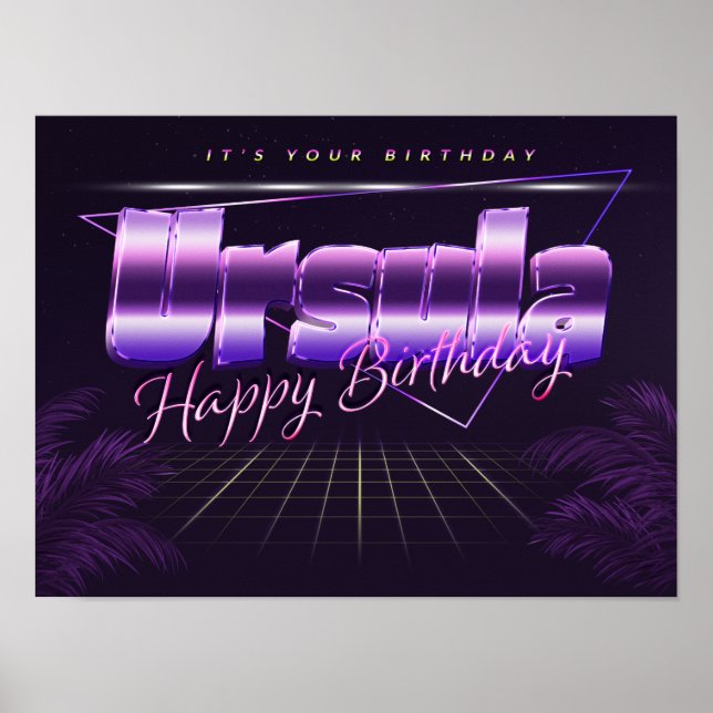 Ursula Name First name pura retro poster Birthday (Front)