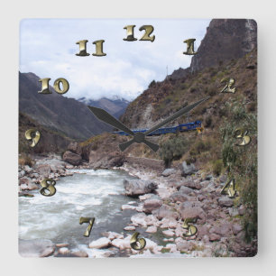 Urubamba River Valley Train Cusco Peru Square Wall Clock