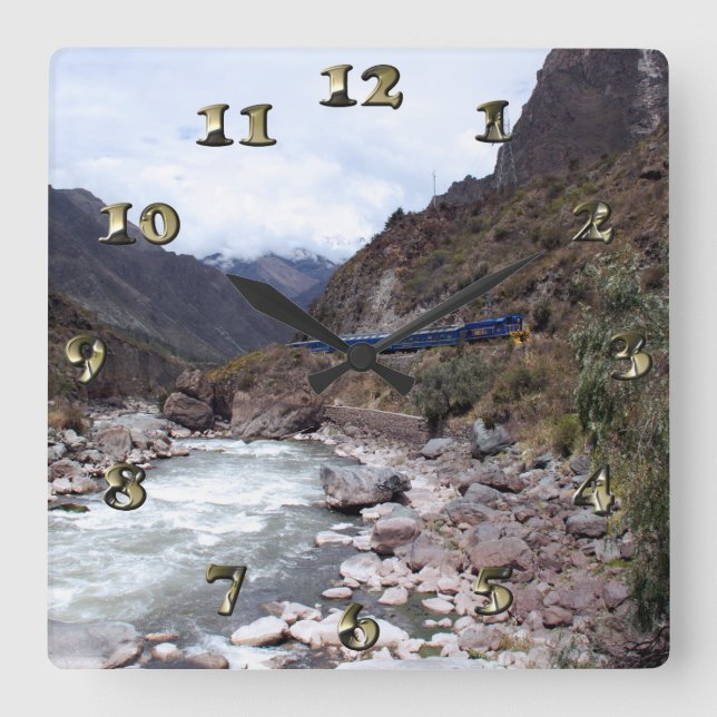 Urubamba River Valley Train Cusco Peru Square Wall Clock (Front)