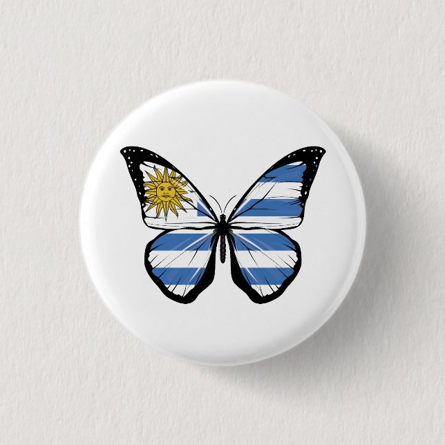 Uruguay Butterfly Flag 3 Cm Round Badge (Front)