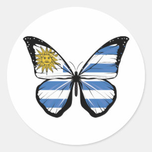 Uruguay Butterfly Flag Classic Round Sticker