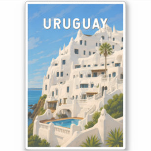 Uruguay Casapueblo Illustration Travel Art Vintage