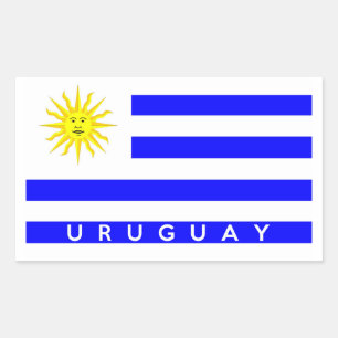 uruguay country flag symbol name text rectangular sticker