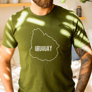 Uruguay Country Map Border Line Uruguayan Boundary T-Shirt