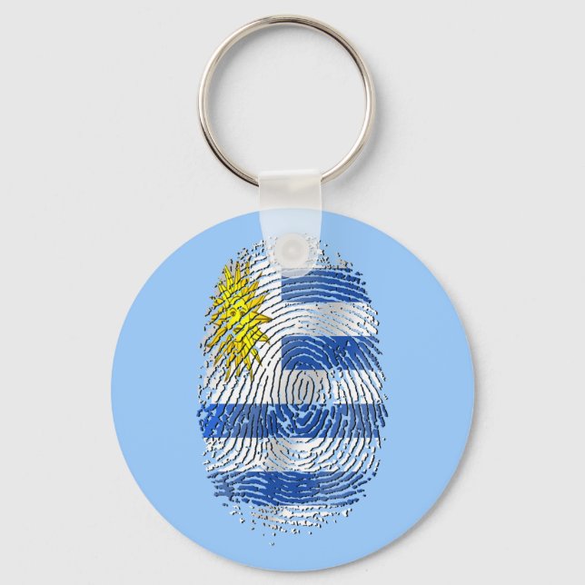 Uruguay DNA fingerprint Uruguayan flag pride Key Ring (Front)