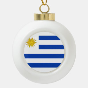 Uruguay Flag Ceramic Ball Christmas Ornament