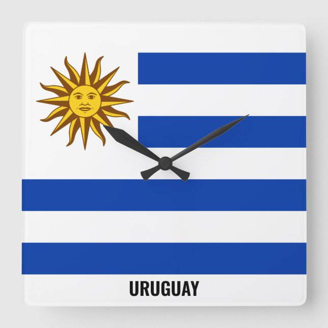 Uruguay Flag Dazzling Patriotic Square Wall Clock (Front)