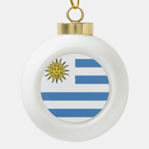 Uruguay Flag Emblem Ceramic Ball Christmas Ornament
