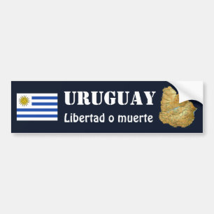 Uruguay Flag + Map Bumper Sticker