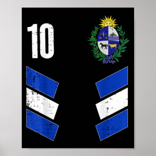 Uruguay Flag Number 10 Soccer Fan Men Women Kids B Poster