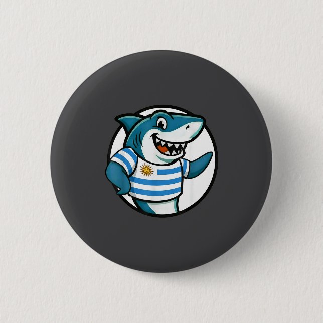 Uruguay Flag Shark Funny Uruguayan  6 Cm Round Badge (Front)