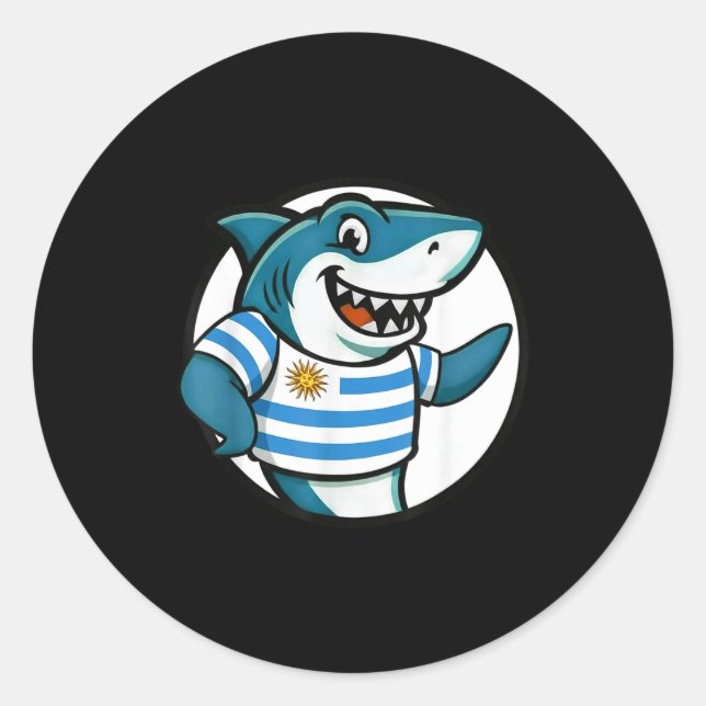Uruguay Flag Shark Funny Uruguayan  Classic Round Sticker (Front)