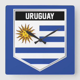 Uruguay Flag Shield Square Wall Clock
