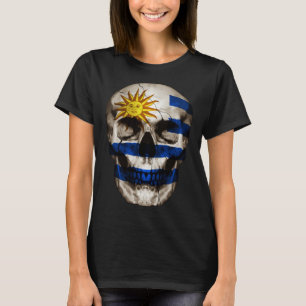 Uruguay Flag Skull Uruguayan Roots Proud Patriotic T-Shirt