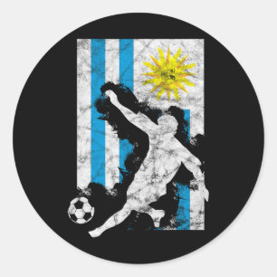 Uruguay Flag Soccer Player Team Classic Round Sticker